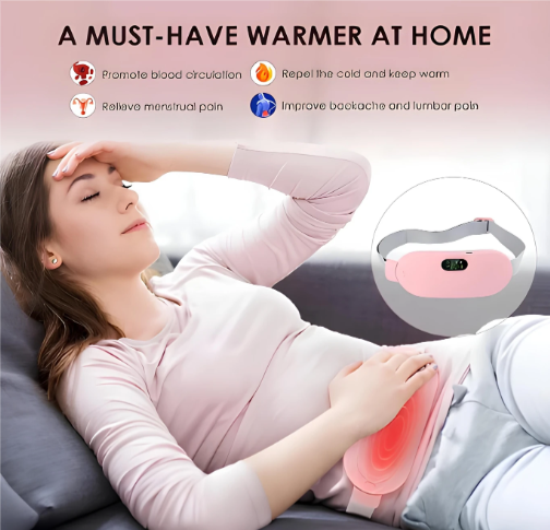 Cordless Period Pain Relief Heating Belt for Women | Portable Rechargeable Heating Pad with Massage